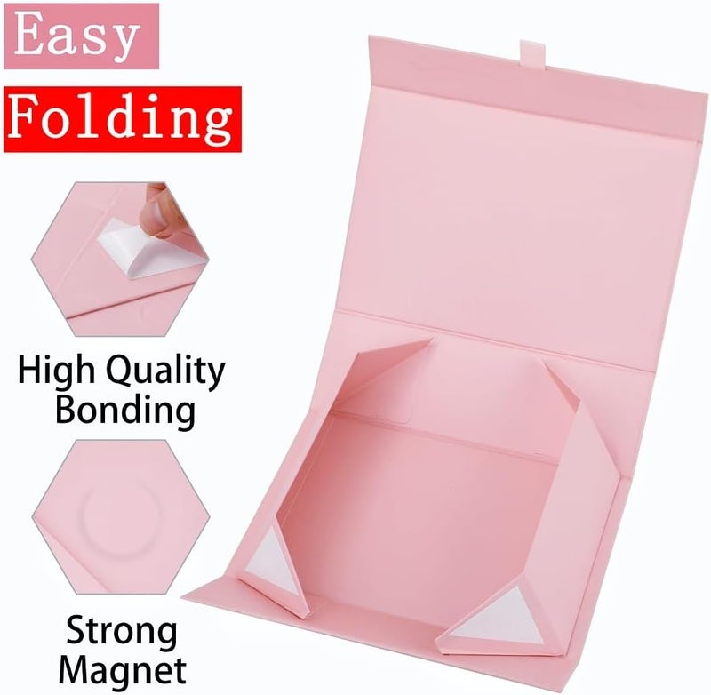 PLINJOY 5 Pcs Pink Gift Box for Presents 10.8x7.5x3.5 Inches Magnetic Gift Boxes with Lid Luxury Gift Box for Rectangle Collapsible for Bridesmaid, Wedding, Birthday Gift Packging - Image 3
